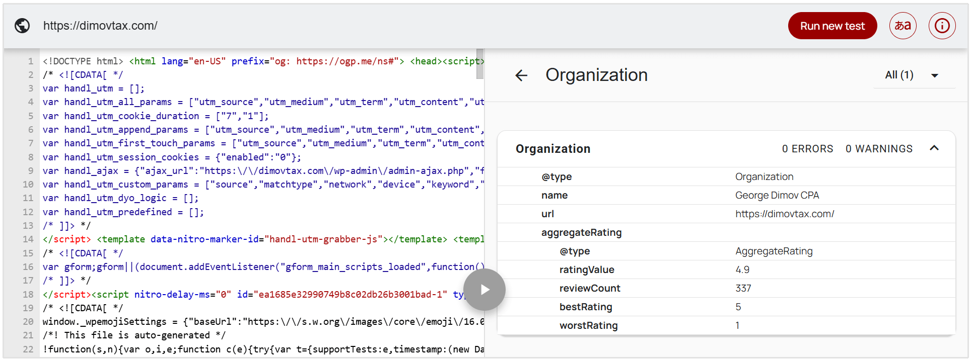 Example of organization schema markup